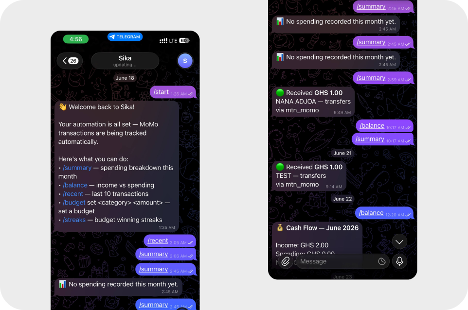 Sika Telegram bot receipt flow